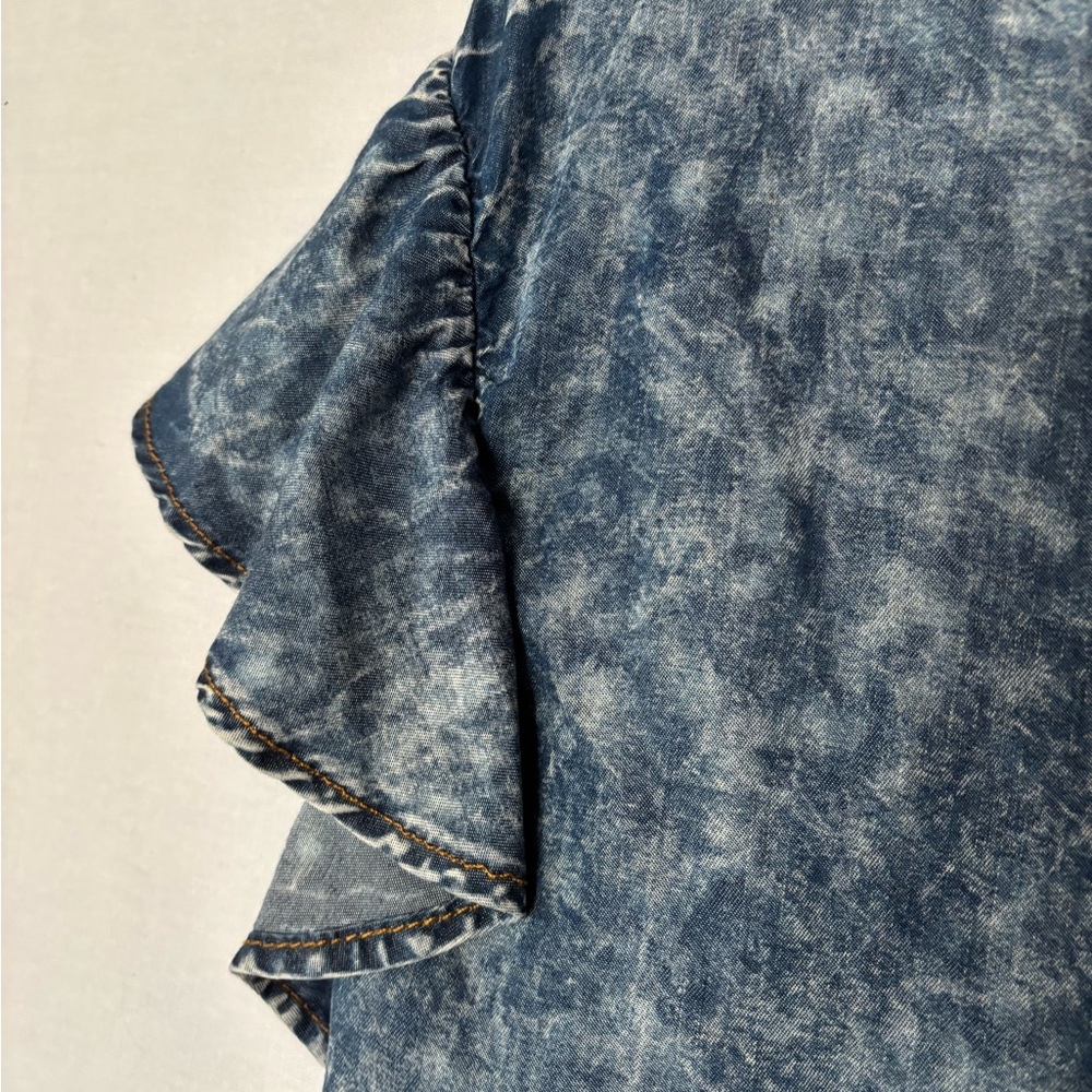 Chelsea & Violet Washed Blue Ruffle Blouse - Picture 4 of 6